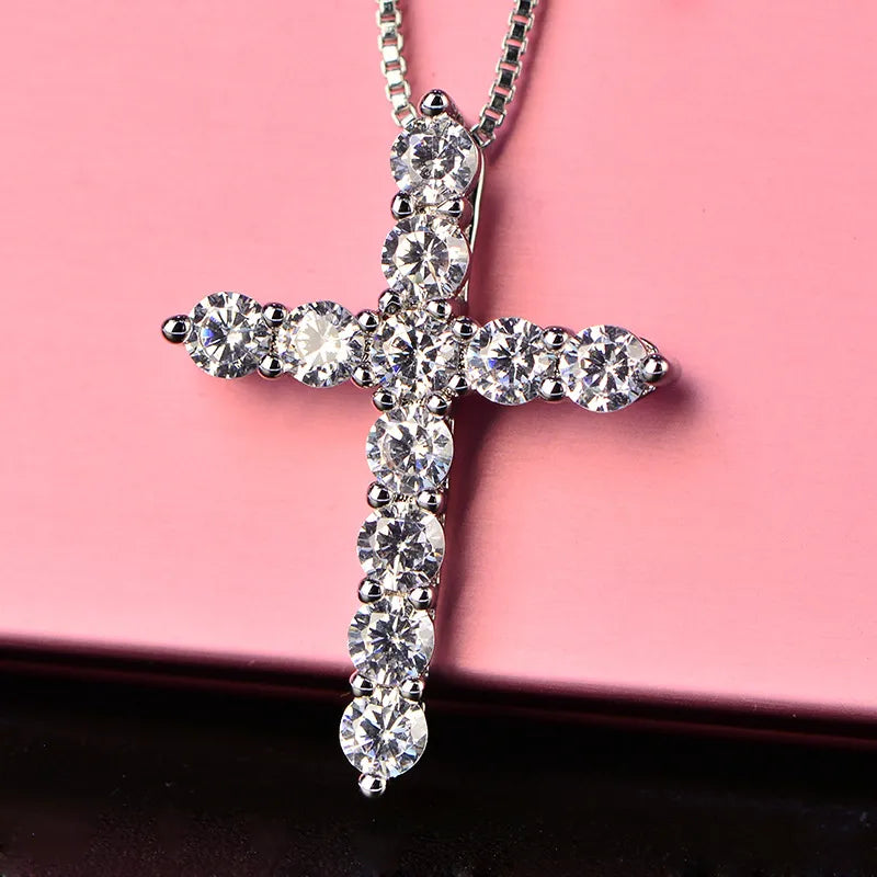 925 Silver Necklace And Crystal Cross