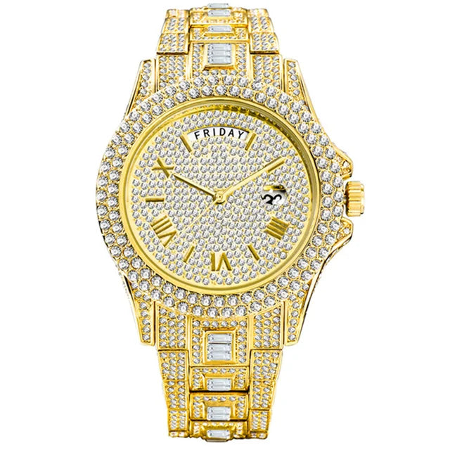 MISSFOX Day Date Full Diamond Watch - Just Endless