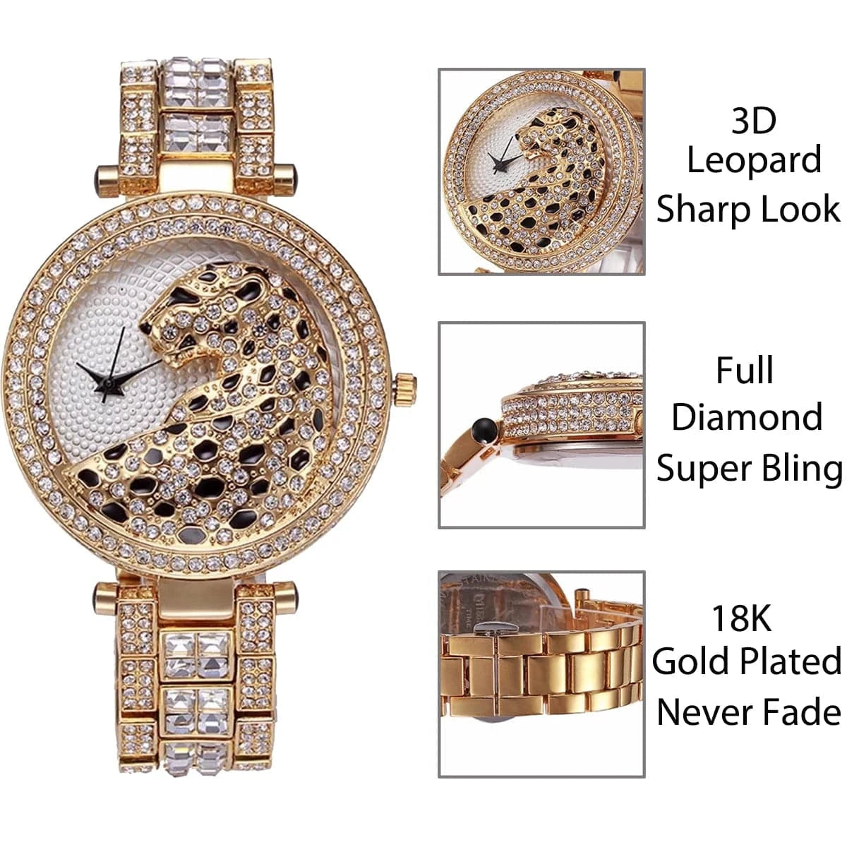 MISSFOX Crystal Diamond Leopard Watch For Women - Just Endless