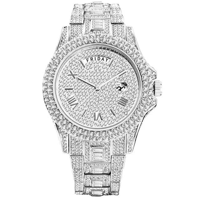 MISSFOX Day Date Full Diamond Watch - Just Endless