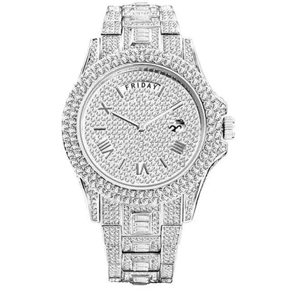 MISSFOX Day Date Full Diamond Watch - Just Endless