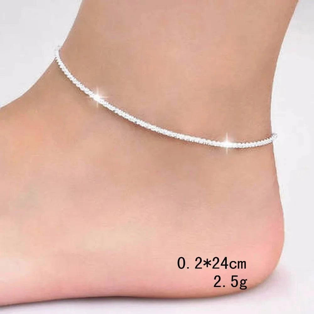 Silver plated Shiny Chain Anklet For Women - Just Endless