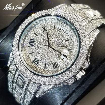 MISSFOX Day Date Full Diamond Watch - Just Endless