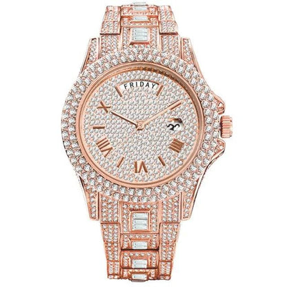 MISSFOX Day Date Full Diamond Watch - Just Endless