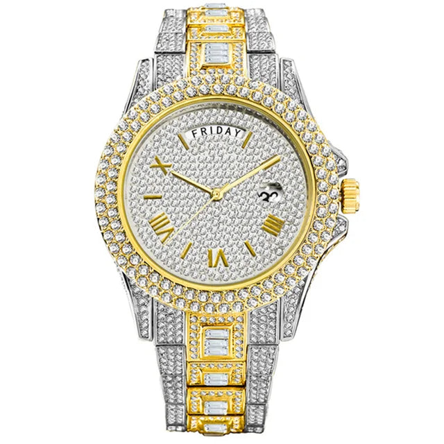 MISSFOX Day Date Full Diamond Watch - Just Endless