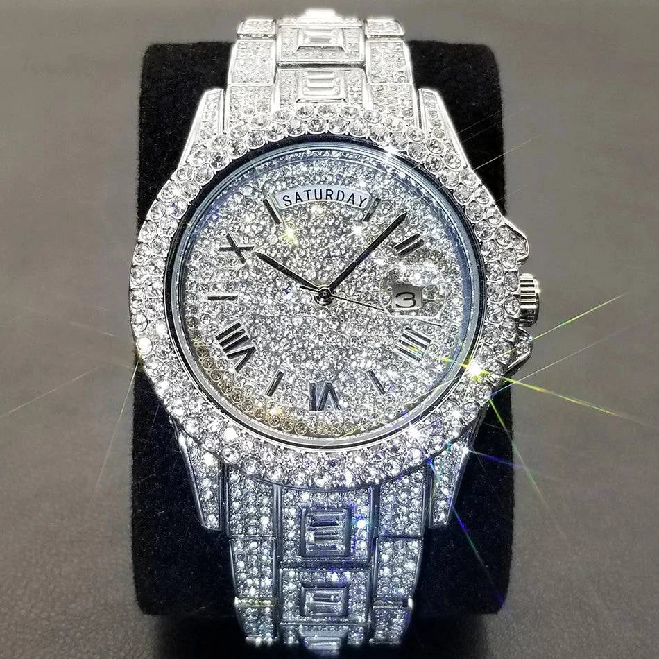 MISSFOX Day Date Full Diamond Watch - Just Endless