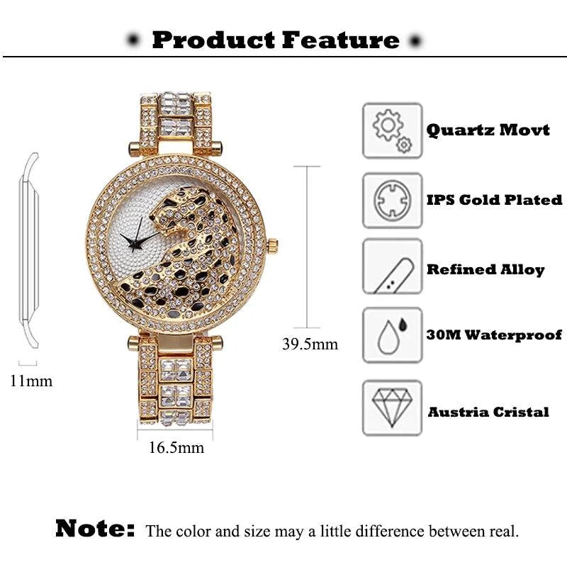 MISSFOX Crystal Diamond Leopard Watch For Women - Just Endless