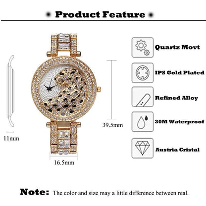 MISSFOX Crystal Diamond Leopard Watch For Women - Just Endless