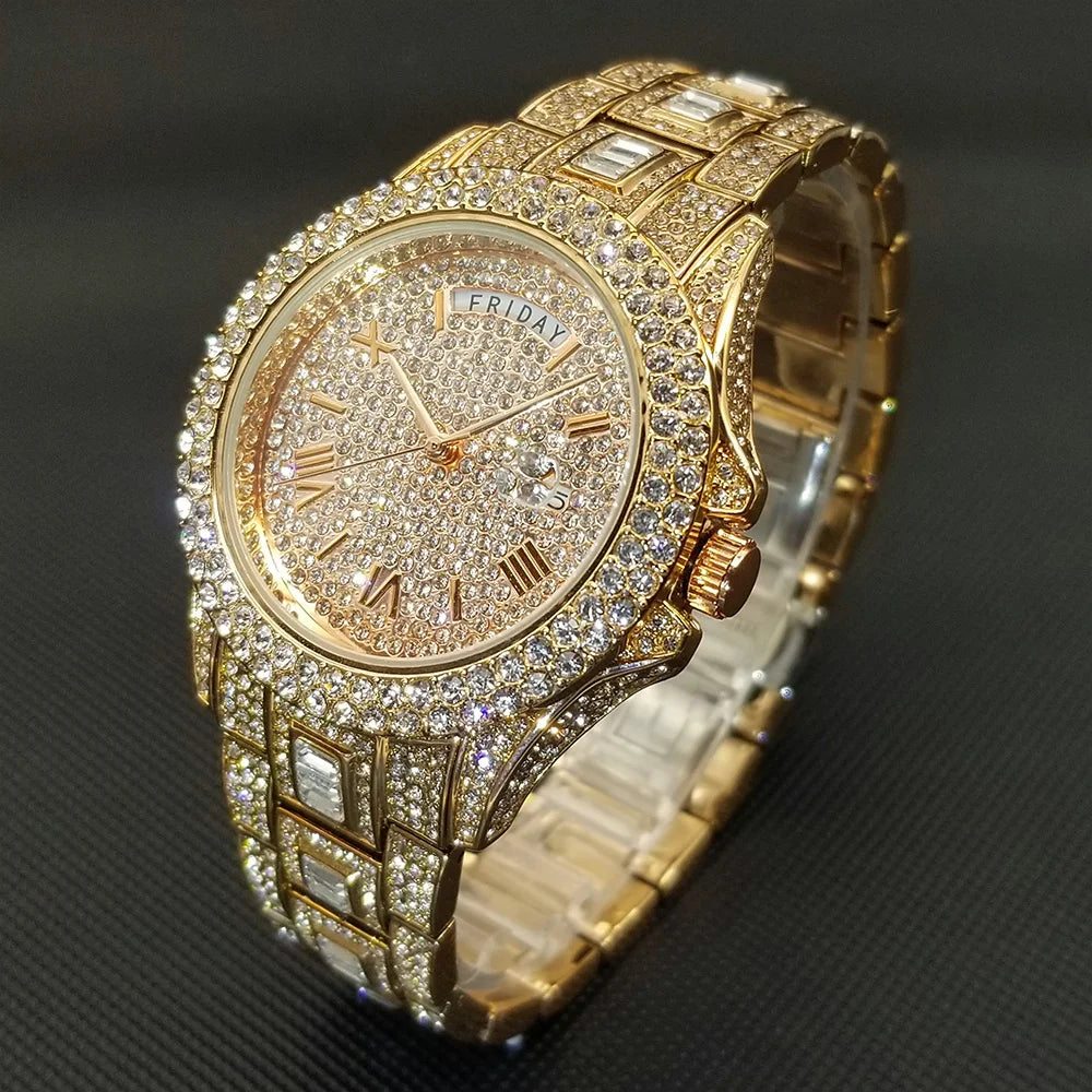 MISSFOX Day Date Full Diamond Watch - Just Endless