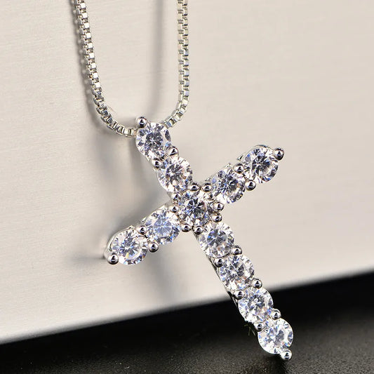 925 Silver Necklace And Crystal Cross