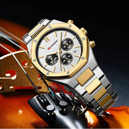 CURREN Luxury Gold Chronograph Watch - Just Endless