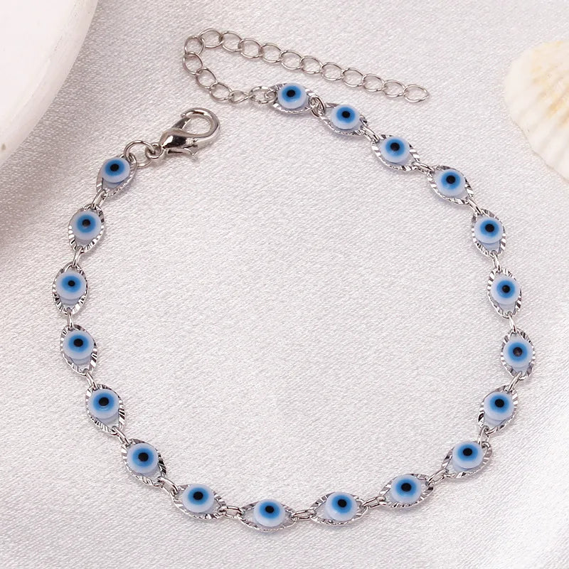 Bohemian Oval Evil Blue Eye Bracelet - Just Endless