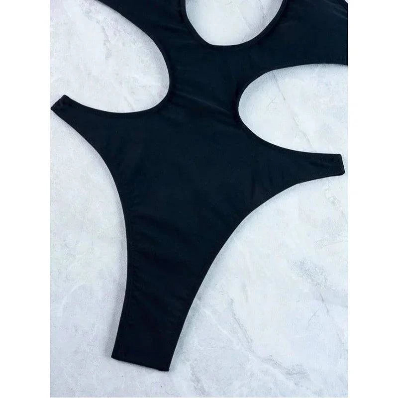 New Sexy One Piece Cross Halter Push Up Swimsuit - Just Endless