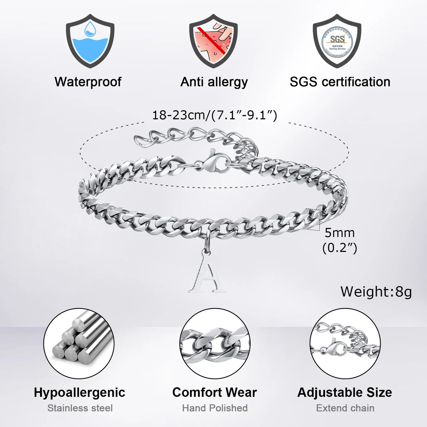 Vnox Initial Stainless Steel Bracelet - Just Endless