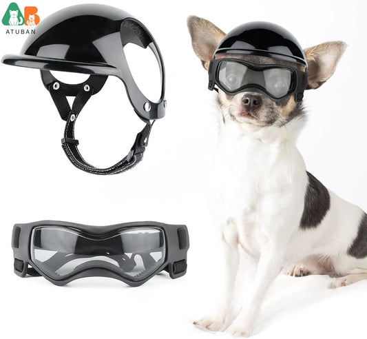 Motorcycle Helmet With Goggles For Small Dogs - Just Endless