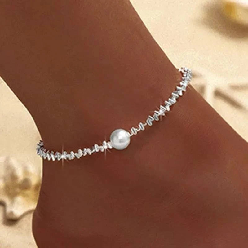 Silver Shiny Anklet Chain For Women - Just Endless