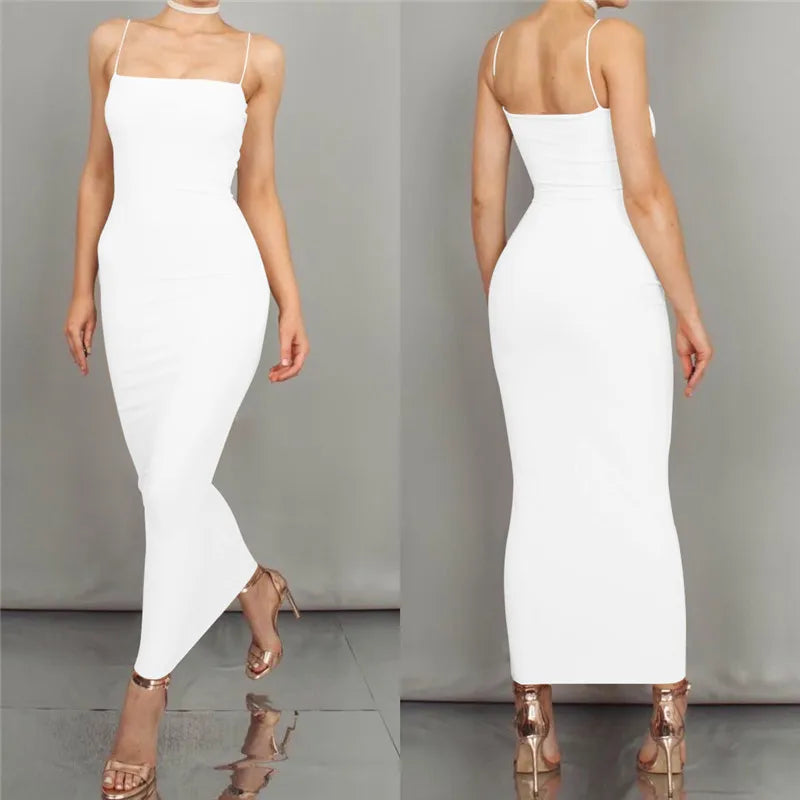 Sexy Spaghetti Strap Bodycon Maxi Dress - Just Endless