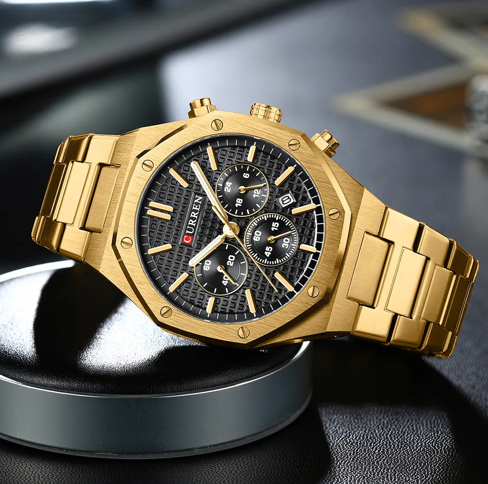 CURREN Luxury Gold Chronograph Watch - Just Endless