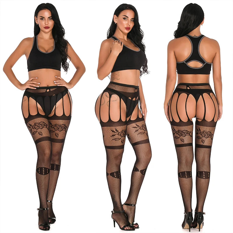 Sexy Glitter Garter Fishnet Lingerie - Just Endless