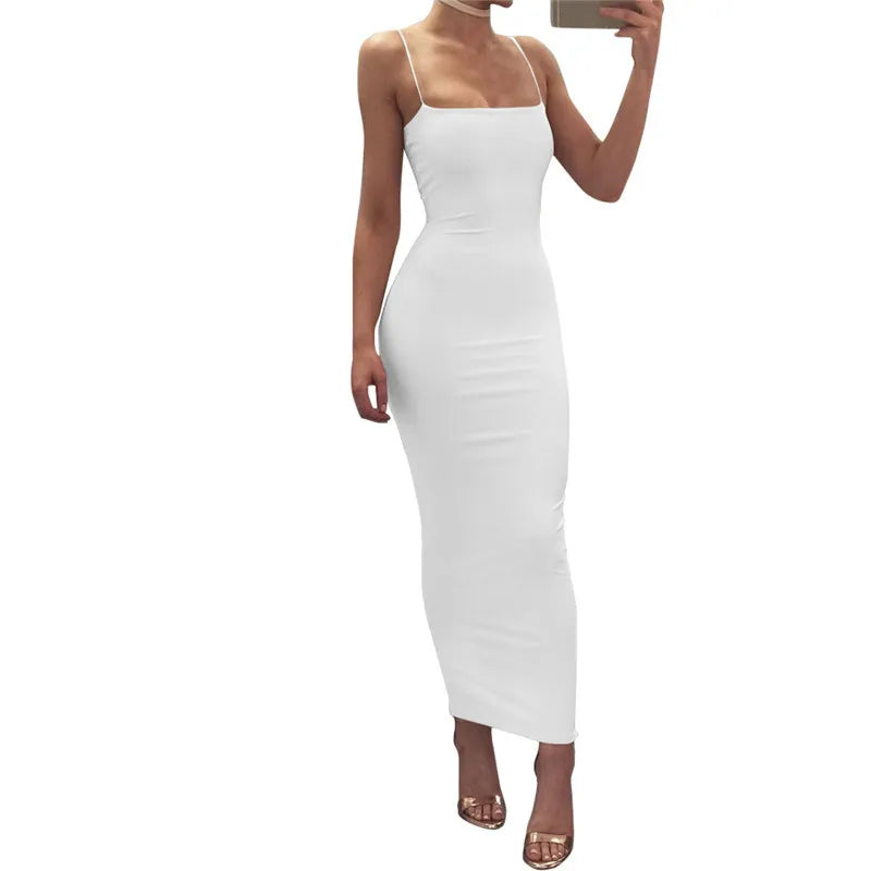 Sexy Spaghetti Strap Bodycon Maxi Dress - Just Endless