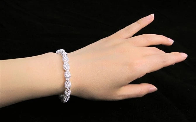 925 Silver Flower Beads Charm Bracelet 