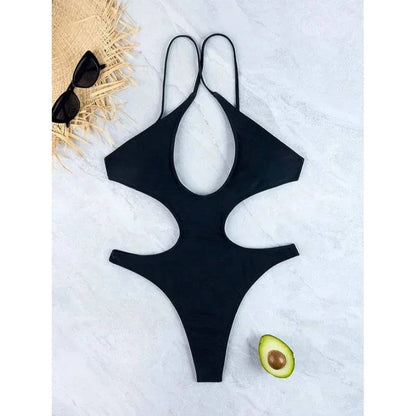 New Sexy One Piece Cross Halter Push Up Swimsuit - Just Endless