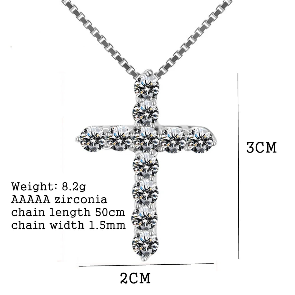 925 Silver Necklace And Crystal Cross