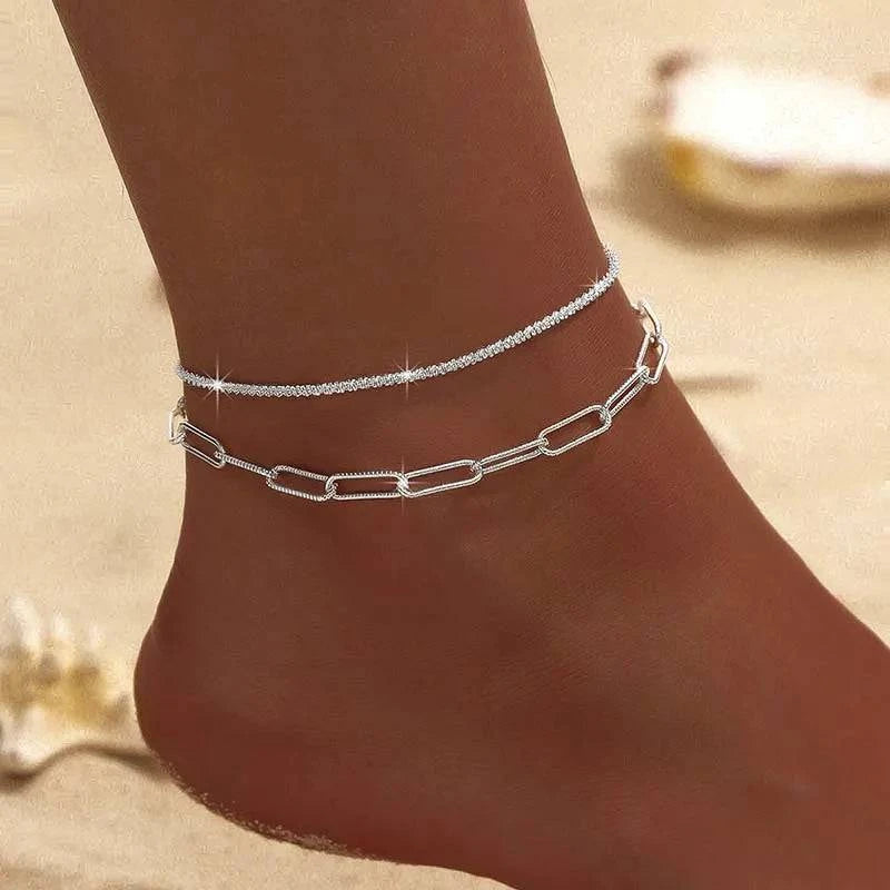 Silver Shiny Anklet Chain For Women - Just Endless