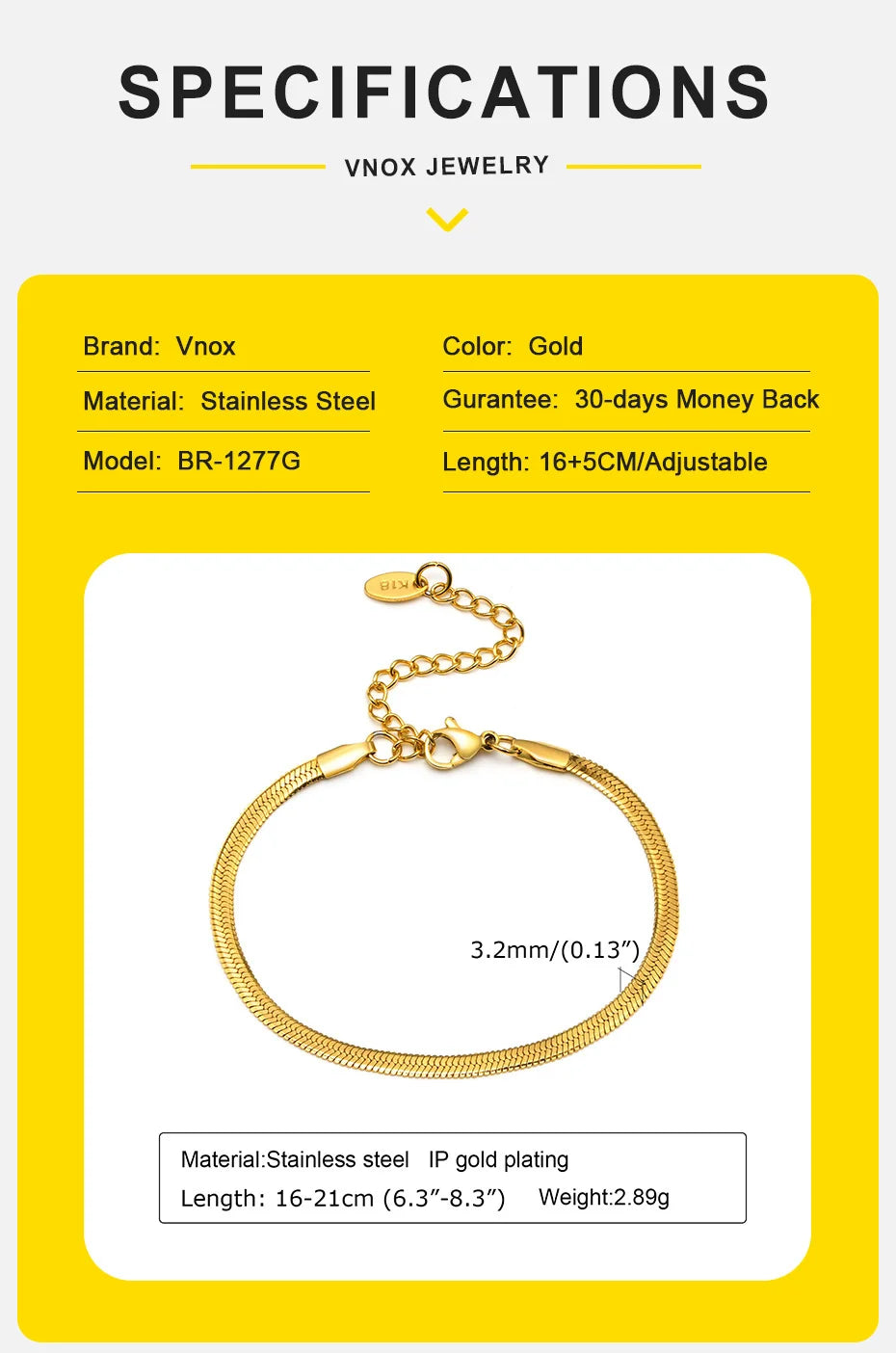 Vnox Snake Chain Bracelet - Just Endless