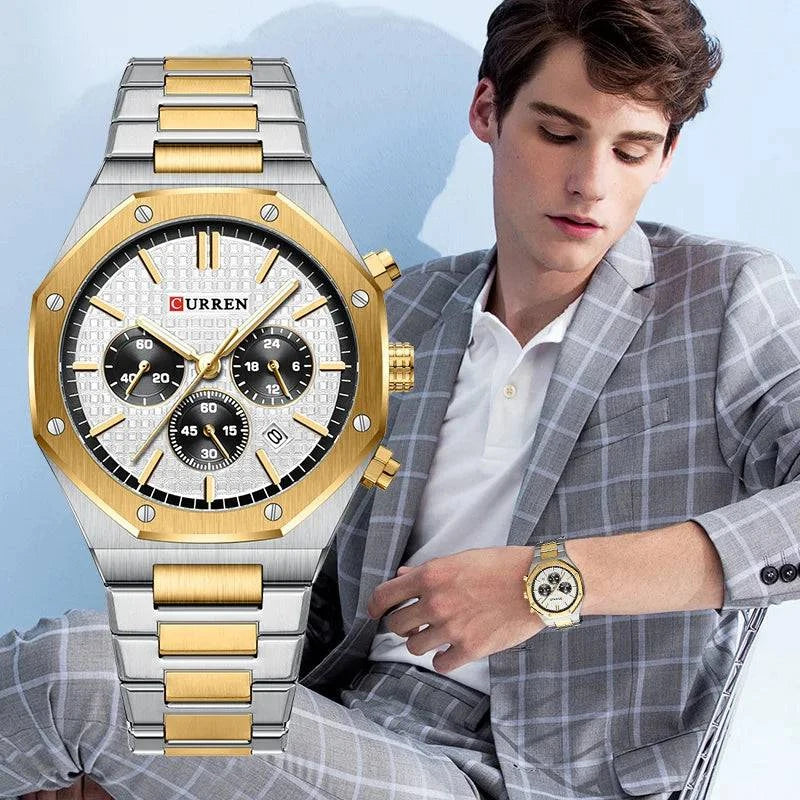 CURREN Luxury Gold Chronograph Watch - Just Endless