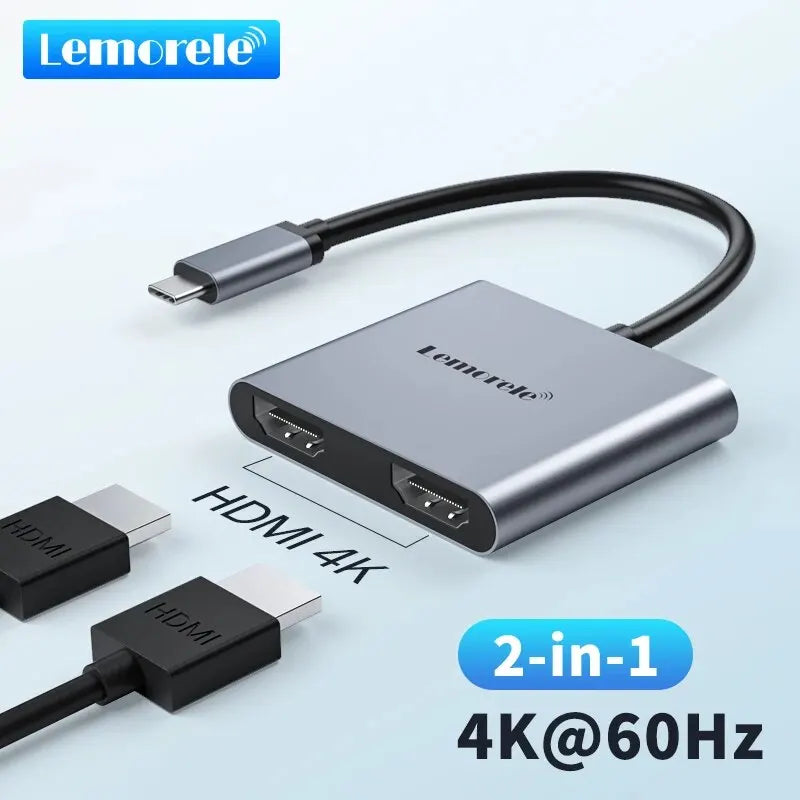 Lemorele 2 Port USB C Hub to Dual HDMI 4K