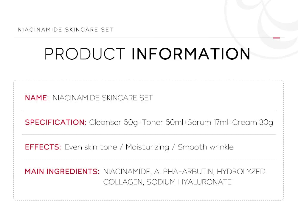 Niacinamide Skin Care Set Box - Just Endless