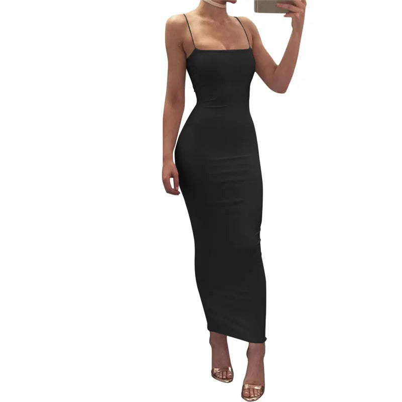 Sexy Spaghetti Strap Bodycon Maxi Dress - Just Endless