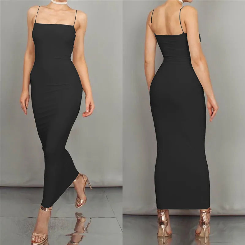 Sexy Spaghetti Strap Bodycon Maxi Dress - Just Endless