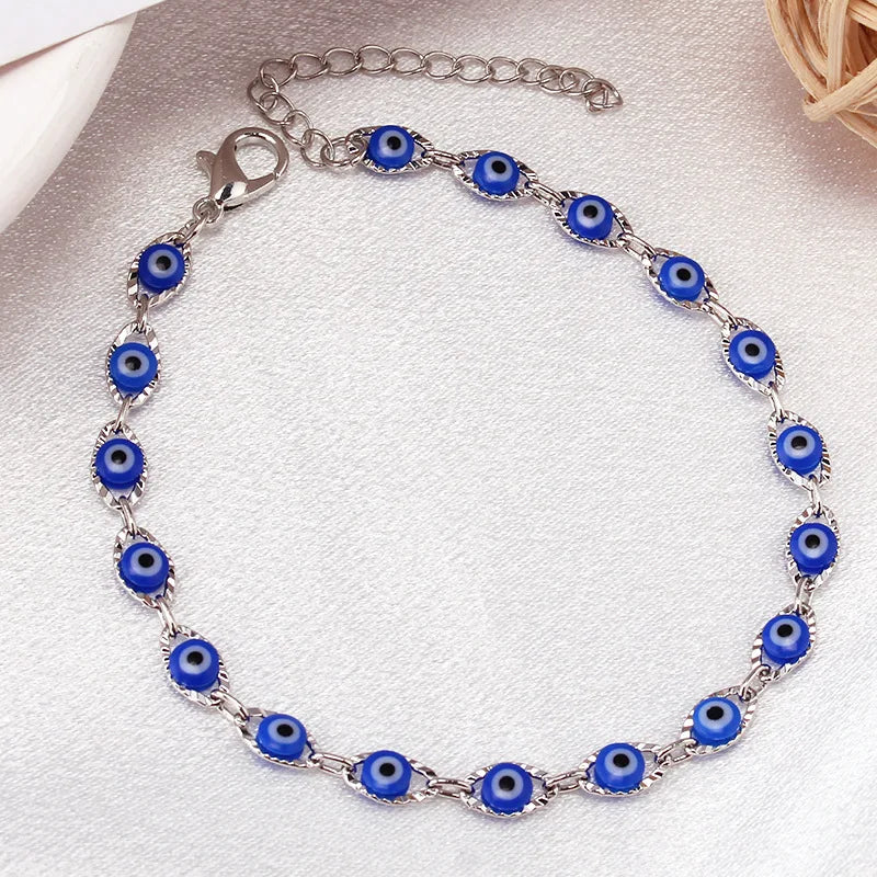 Bohemian Oval Evil Blue Eye Bracelet - Just Endless