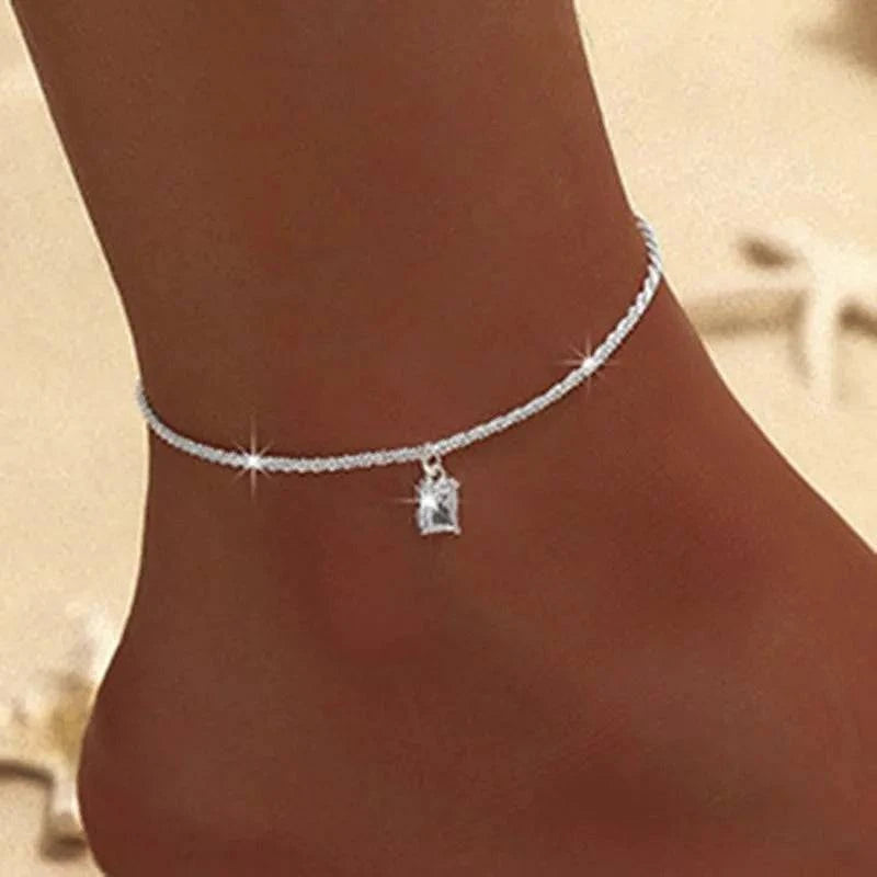 Silver Shiny Anklet Chain For Women - Just Endless