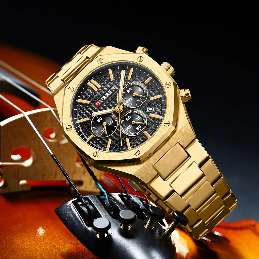 CURREN Luxury Gold Chronograph Watch - Just Endless