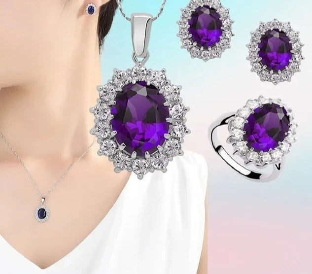  925 Silver Jewellery Set with Zircon  