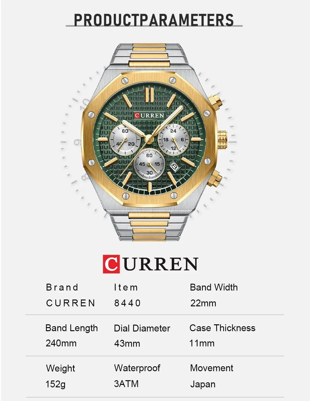 CURREN Luxury Gold Chronograph Watch - Just Endless