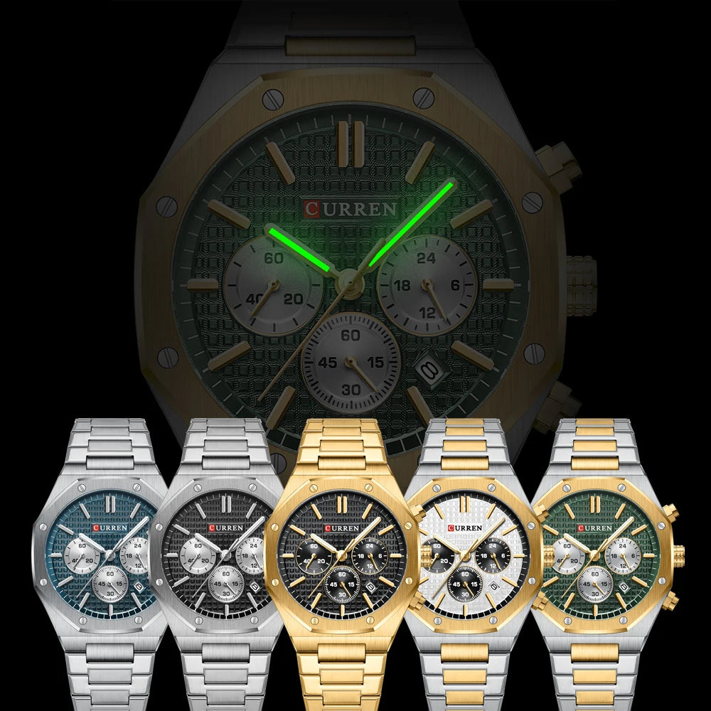 CURREN Luxury Gold Chronograph Watch - Just Endless