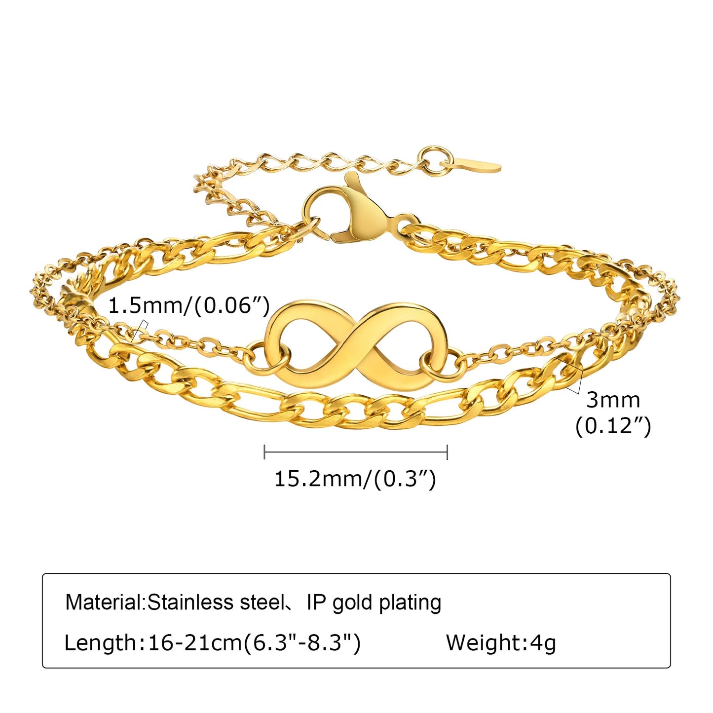 Vnox Infinity Charm Bracelet for Women - Just Endless