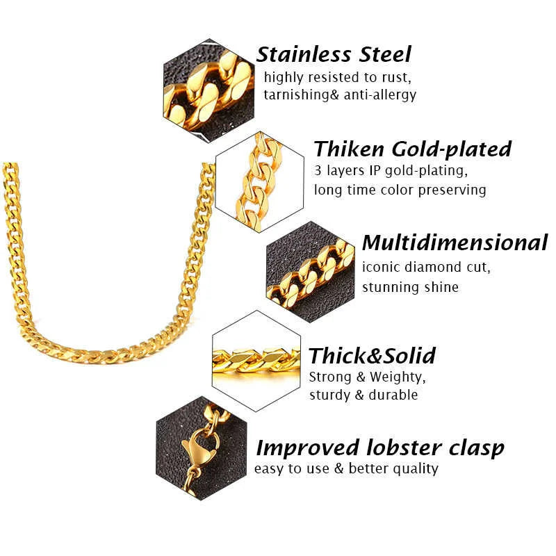 Vnox Cuban Stainless Steel Chain Necklace - Just Endless