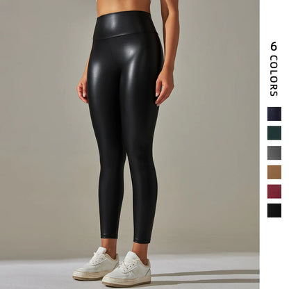 High Waist Push Up PU Leather Legging