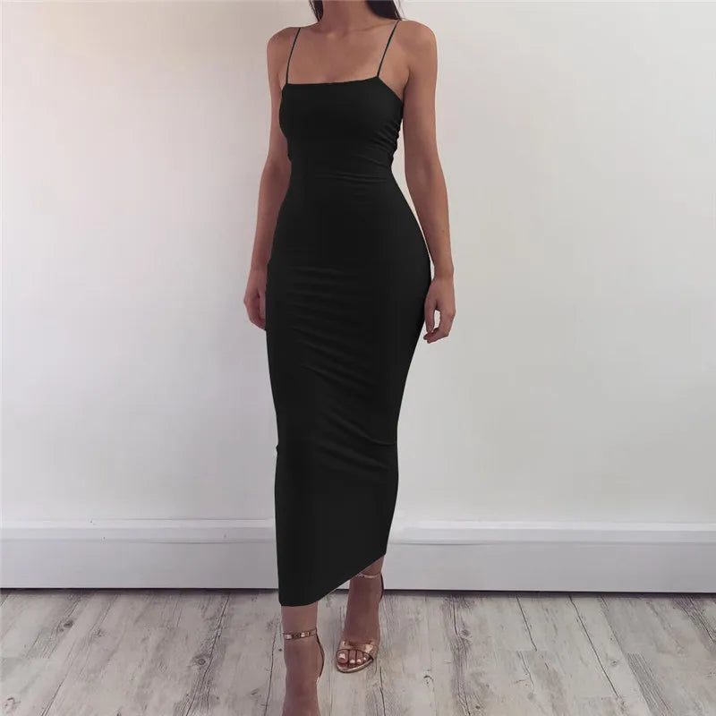 Sexy Spaghetti Strap Bodycon Maxi Dress - Just Endless