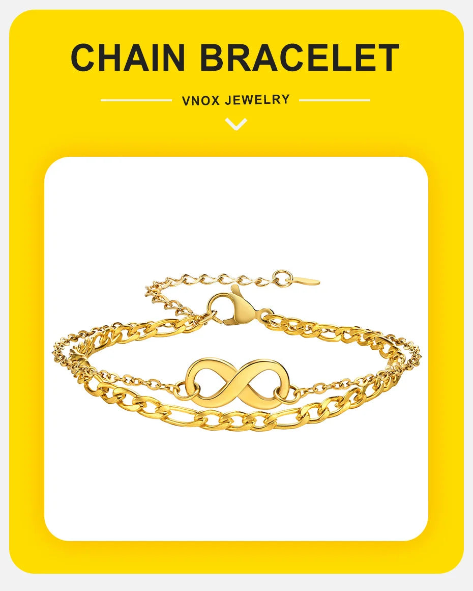 Vnox Infinity Charm Bracelet for Women - Just Endless