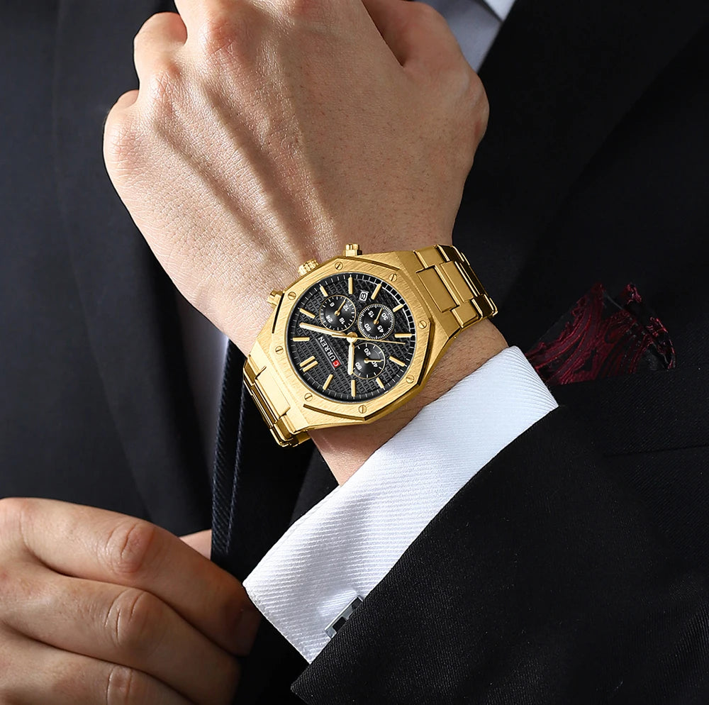 CURREN Luxury Gold Chronograph Watch - Just Endless