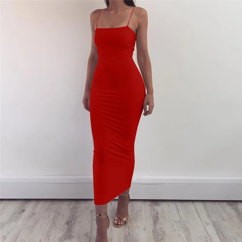 Sexy Spaghetti Strap Bodycon Maxi Dress - Just Endless