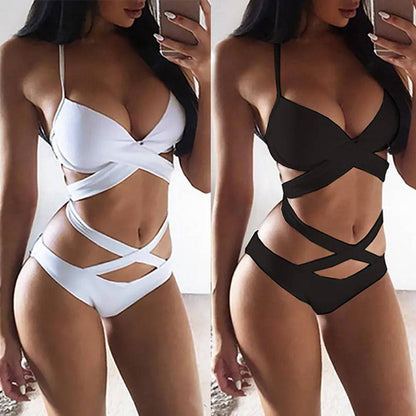 Bandage Bikini High Cut Push-Up Swimsuit - Just Endless